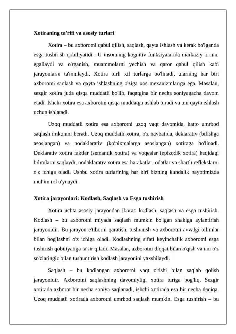 Xotira tizimlarining samaradorligi va ishonchliligini tushunish 4