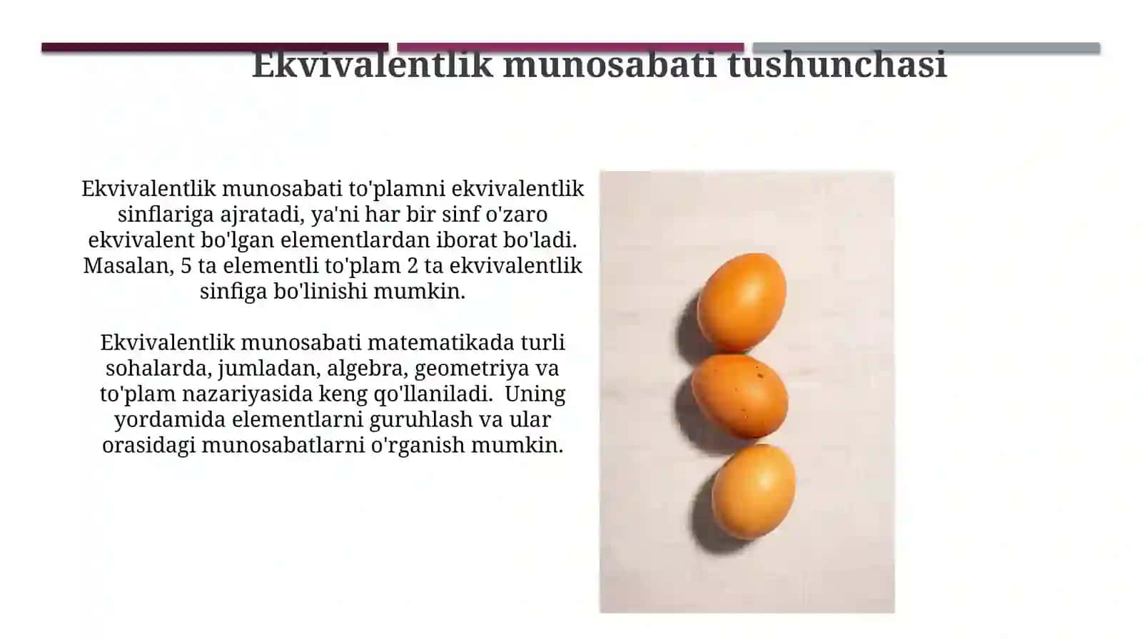 Tartib va ekvivalentlik munisabati 4