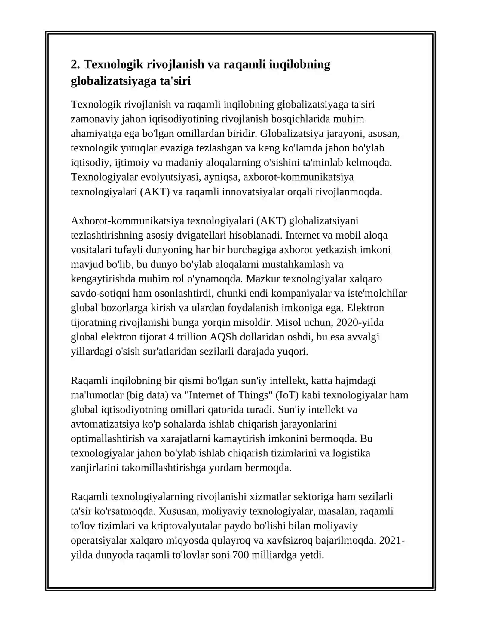 GLOBALLASHUV OMILLARI VA JAHON IQTISODIYOTINING RIVOJLANISH BOSQICHLARI 4
