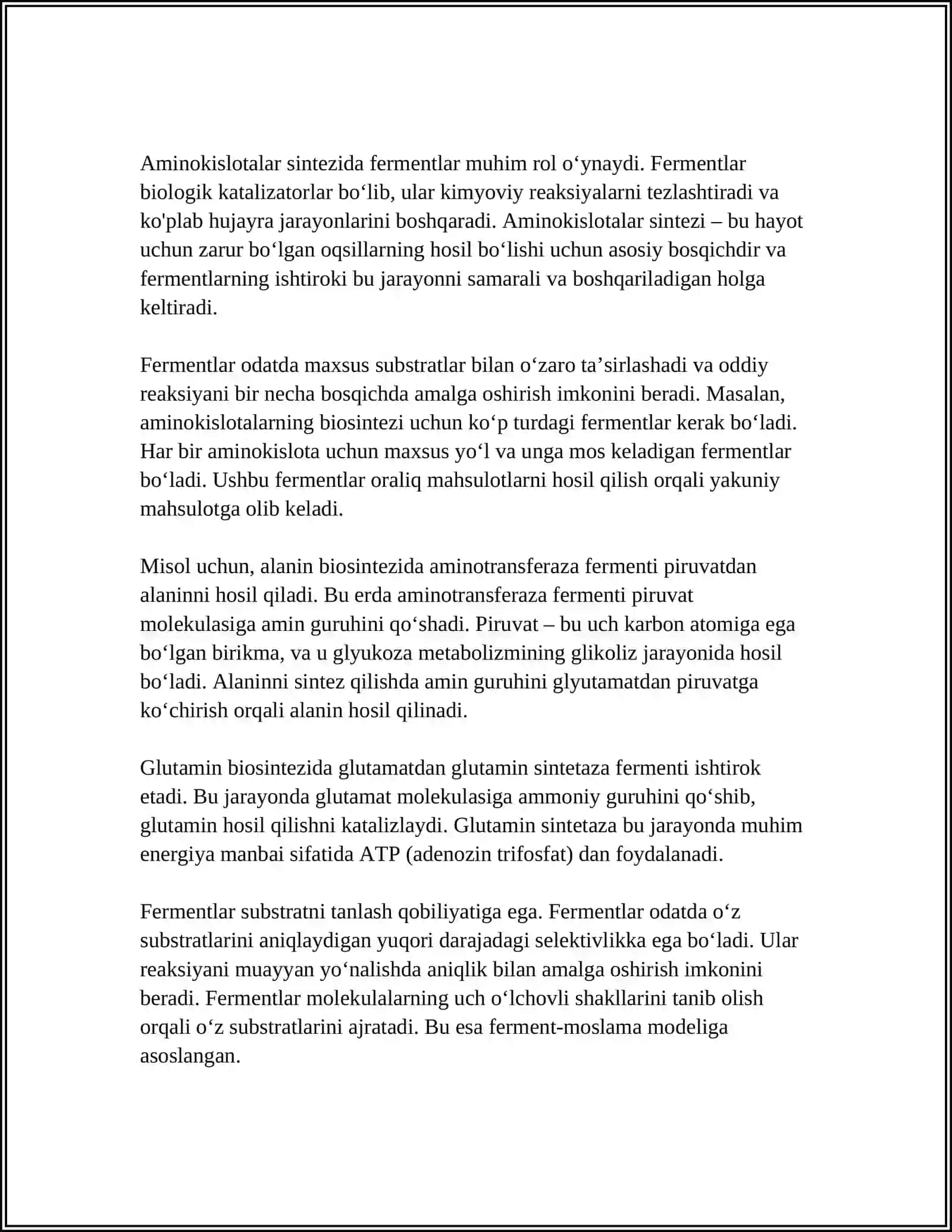 FERMENTLAR YORDAMIDA AMINOKISLOTALAR SINTEZI 4