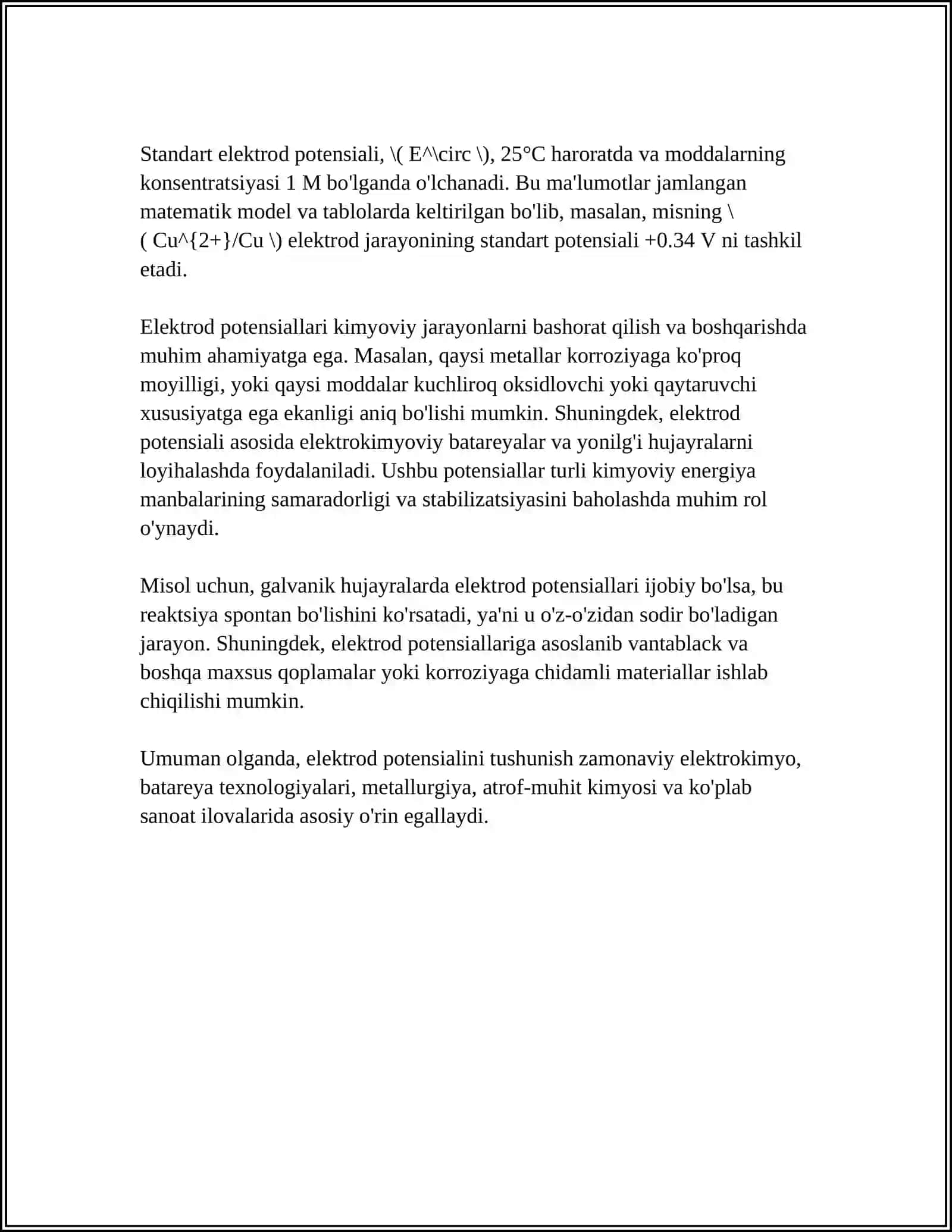 ELEKTROD POTENSIALI VA NERNST TENGLAMASI 4