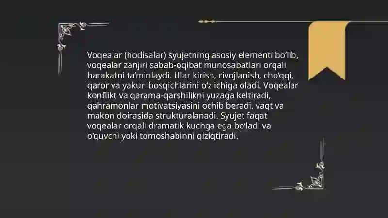 Syujet elementlari va syujetdan tashqari elementlar 4