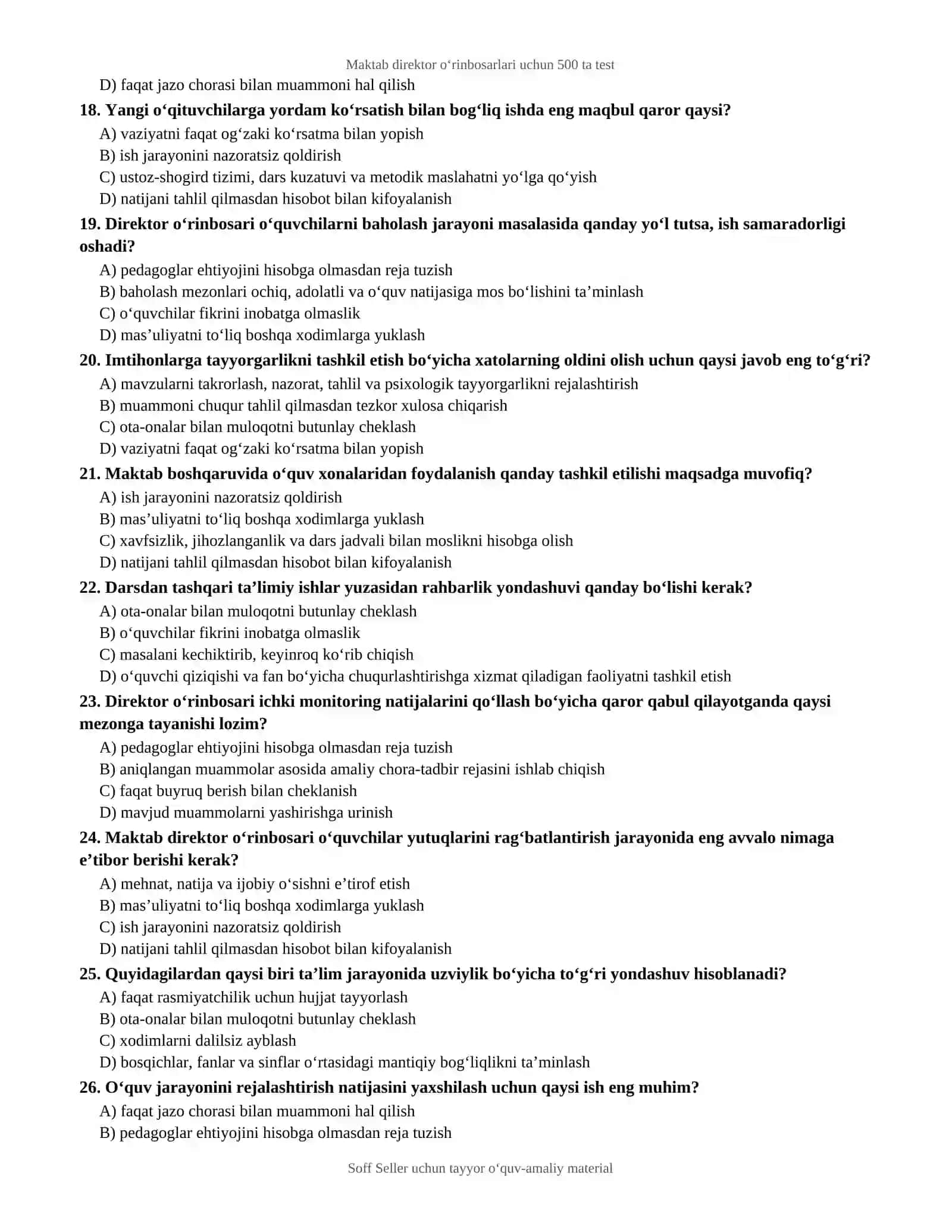 Maktab direktor o‘rinbosarlari uchun 500 ta kasbiy test 4