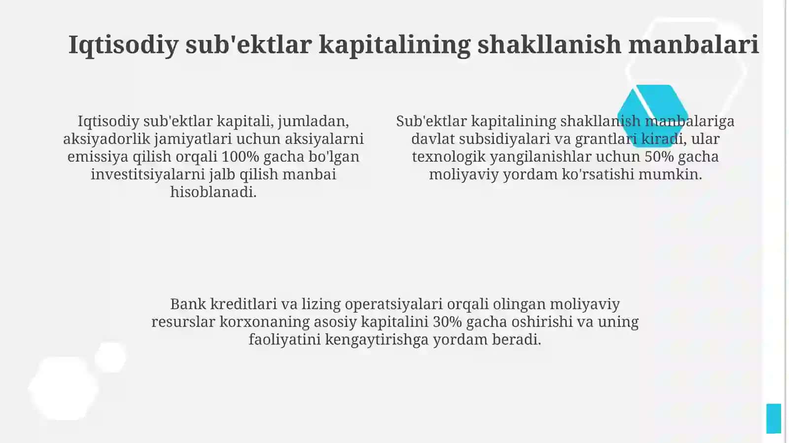 Iqtisodiyotni isloh qilish sharoitida xôjalik yurituvchi subyektlar moliyaviy resurslari va kapitali 4