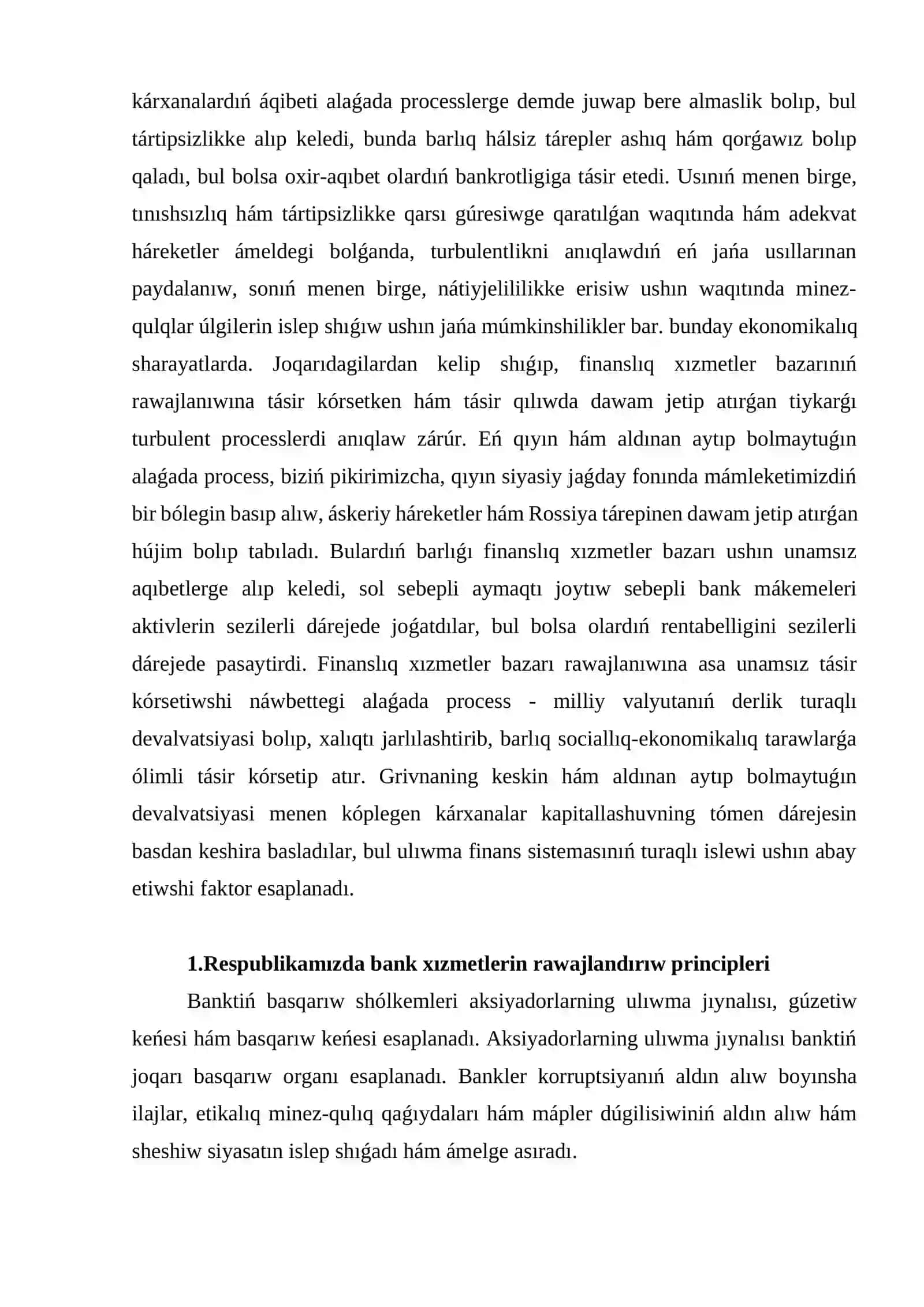 Bank xızmetleri bazarın rawajlandırıw 4