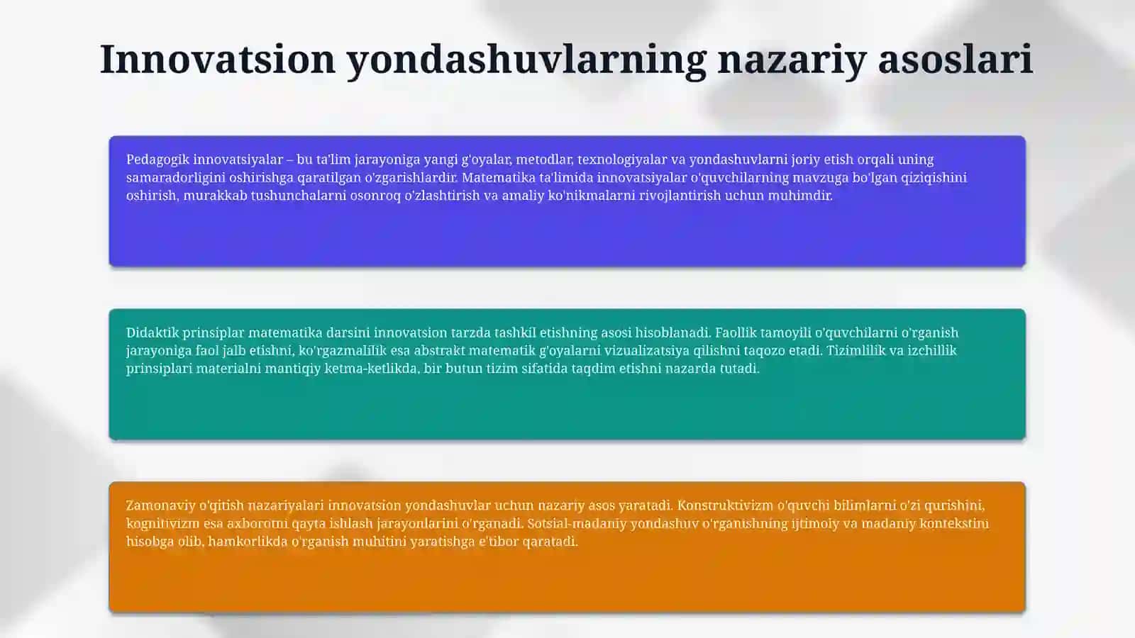 Matematika darsini tashkil etishda innovatsiyadan foydalanish 4