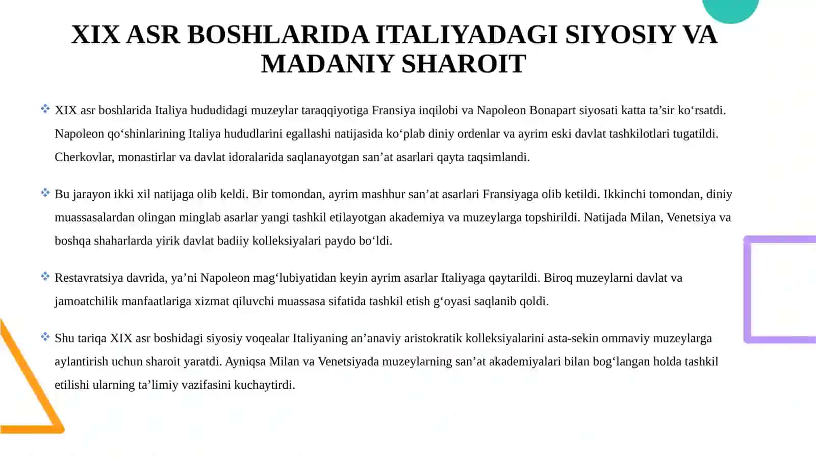 XIX ASRDA ITALIYA MUZEYLARI TARAQQIYOTI 4