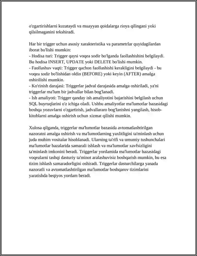 TRIGGERLARNING ASOSIY TURLARI VA VAZIFALARI 4