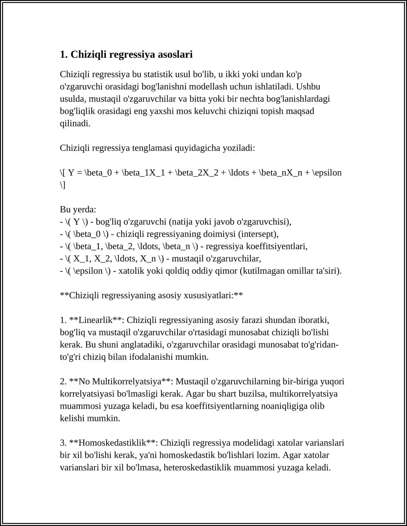 MASHINALI O’QITISHNING CHIZIQLI REGRESSIYA USULLARI 4