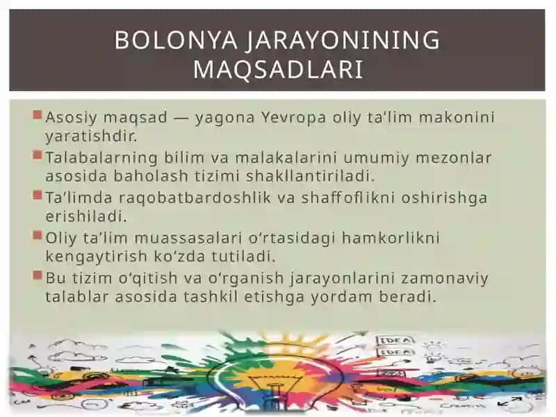 Bolonya jarayoni va uning ta’limni modernizatsiyalashdagi roli 4