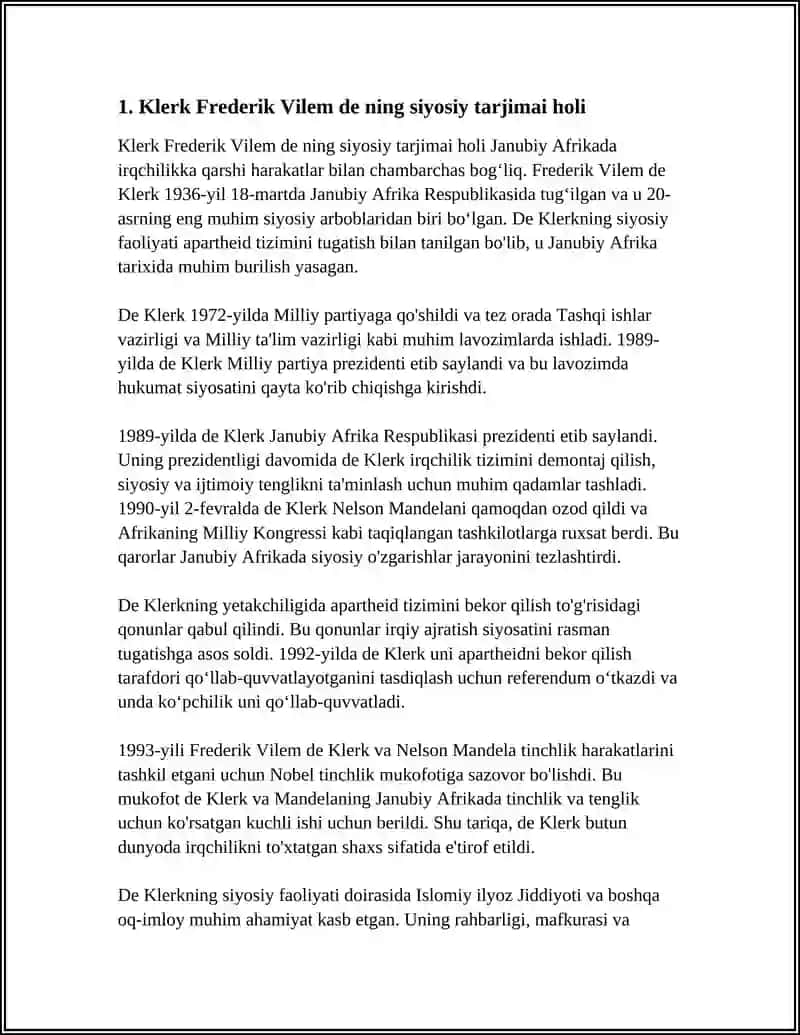 KLERK FREDERIK VILLEM DE "IRQCHILIKNI TOʻXTATGAN ODAM" 4
