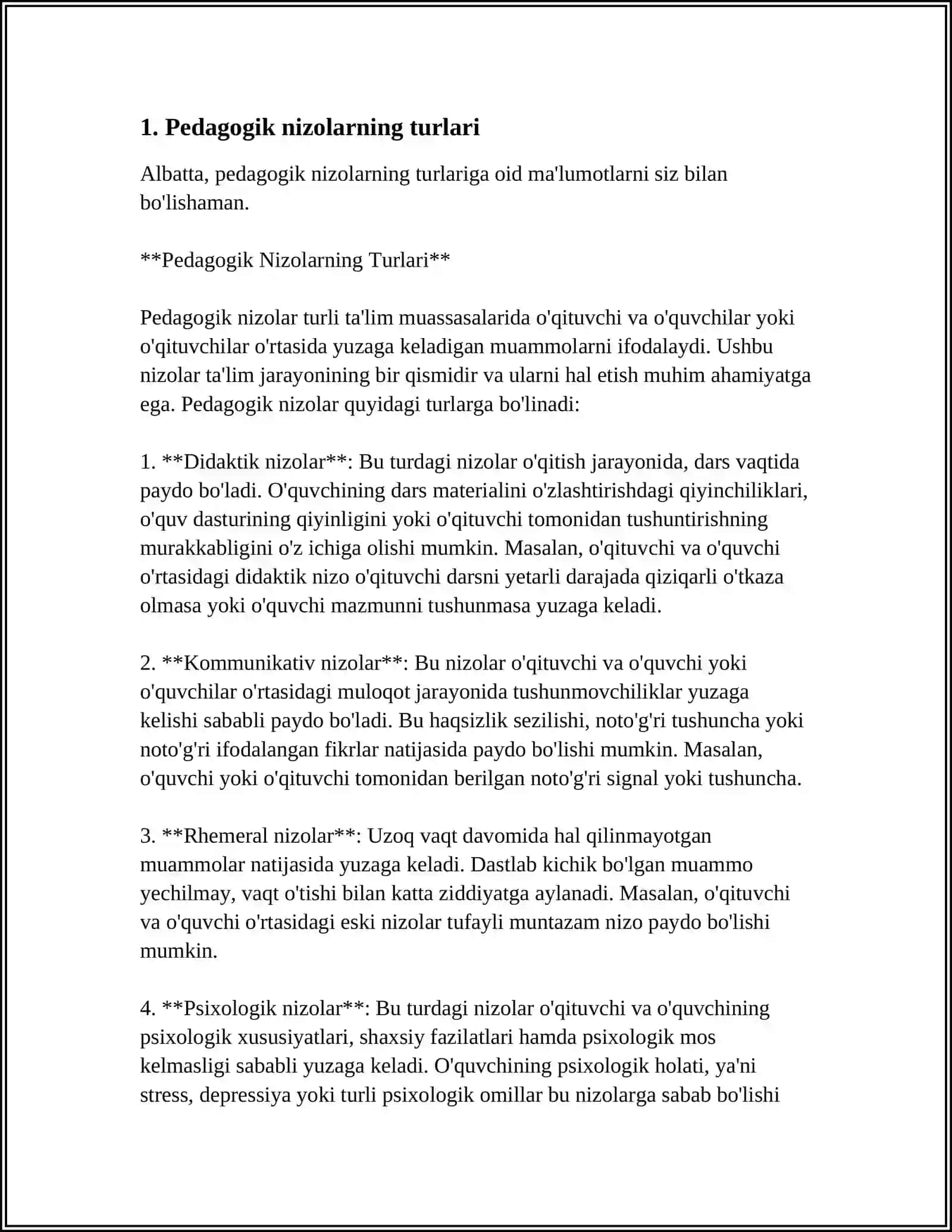 Pedagogik nizolar turlari 4