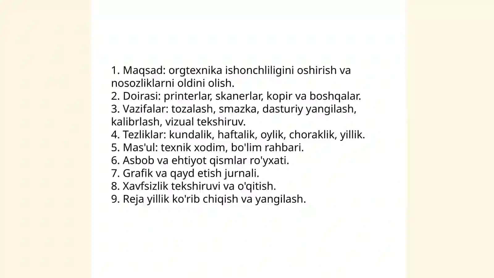 Orgtexnikaga texnik xizmat ko‘rsatish asoslari 4