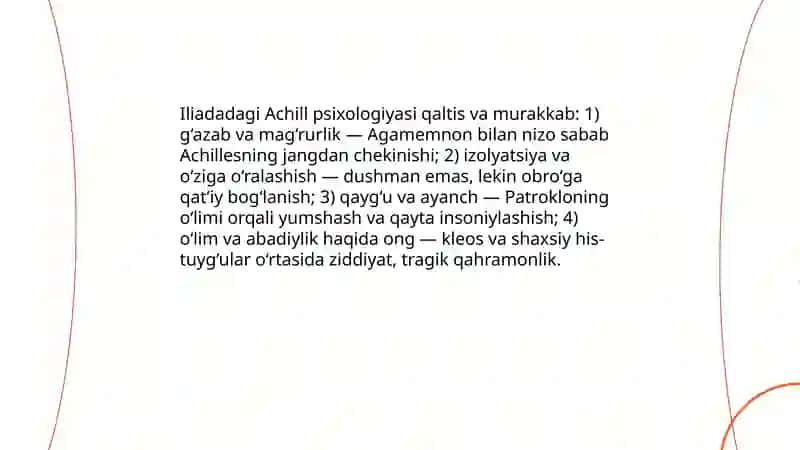 Homerning "Iliada" dostoni. Seneka. Maktublar 4