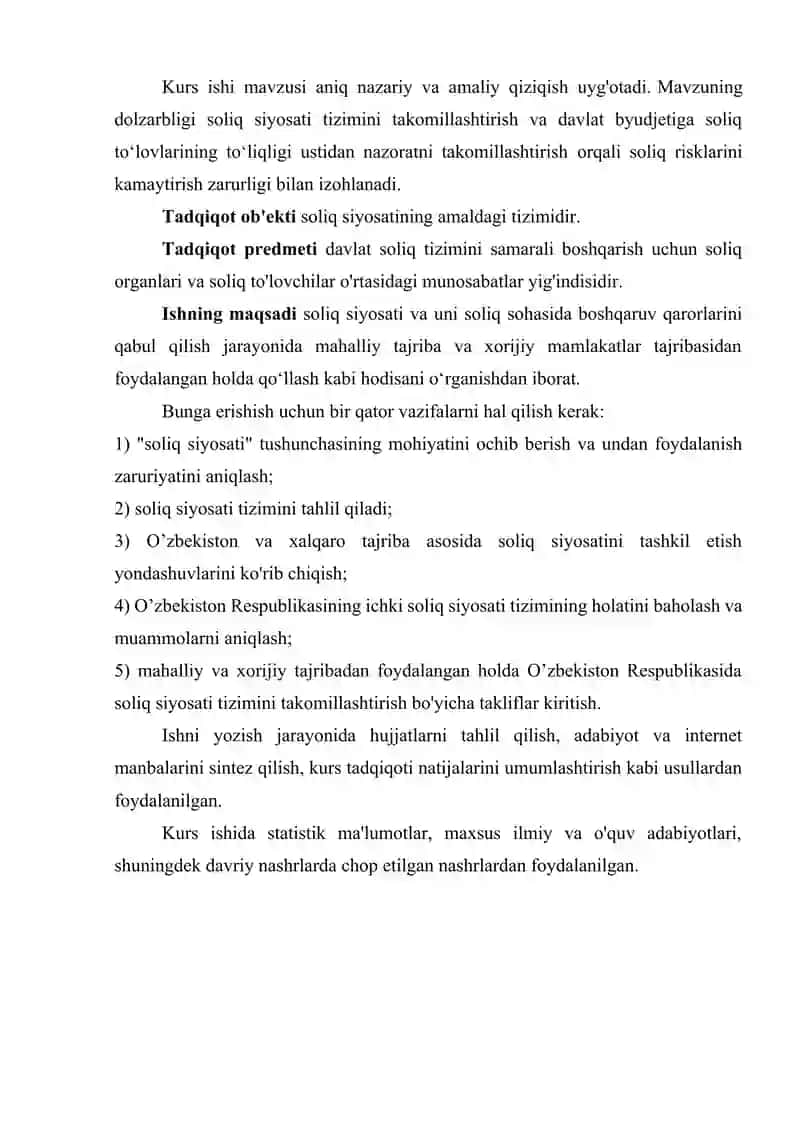 O’zbekiston Respublikasida soliq siyosatini takomillashtirish y’llari 4