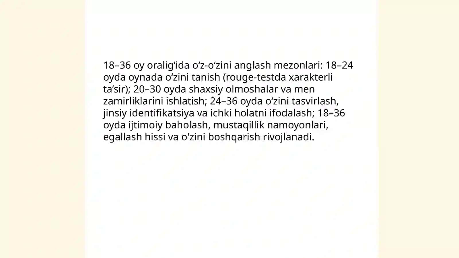 Oʻz-oʻzini anglashning rivojlanishi va 3 yosh inqirozi 4