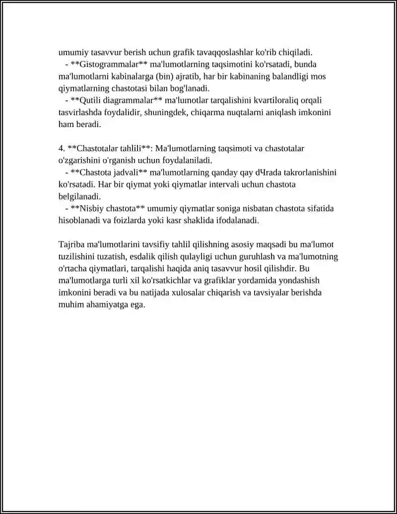 TAJRIBA NATIJALARI TAHLILINING STATISTIK USULLARI 4