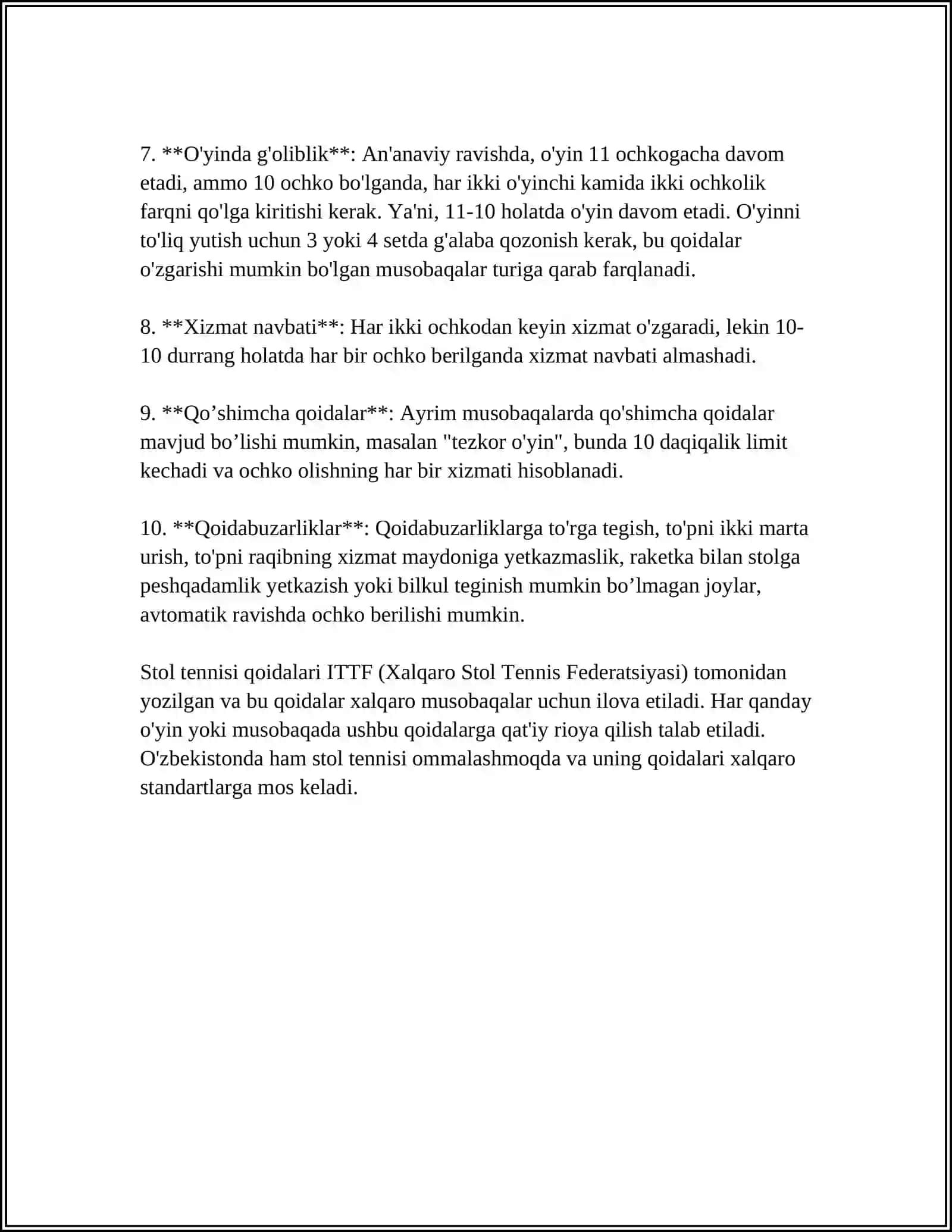 STOL TENNIS OYIN QOIDALARI 4