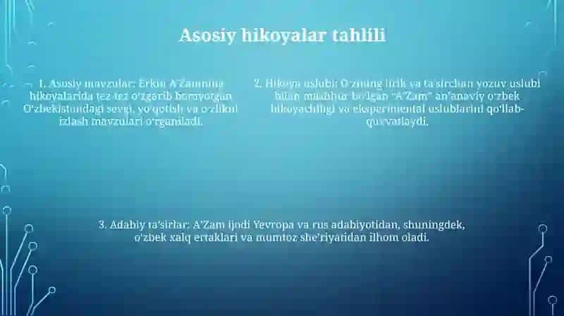 Erkin AʼZam Qissalari Haqida Mulohazalar 4