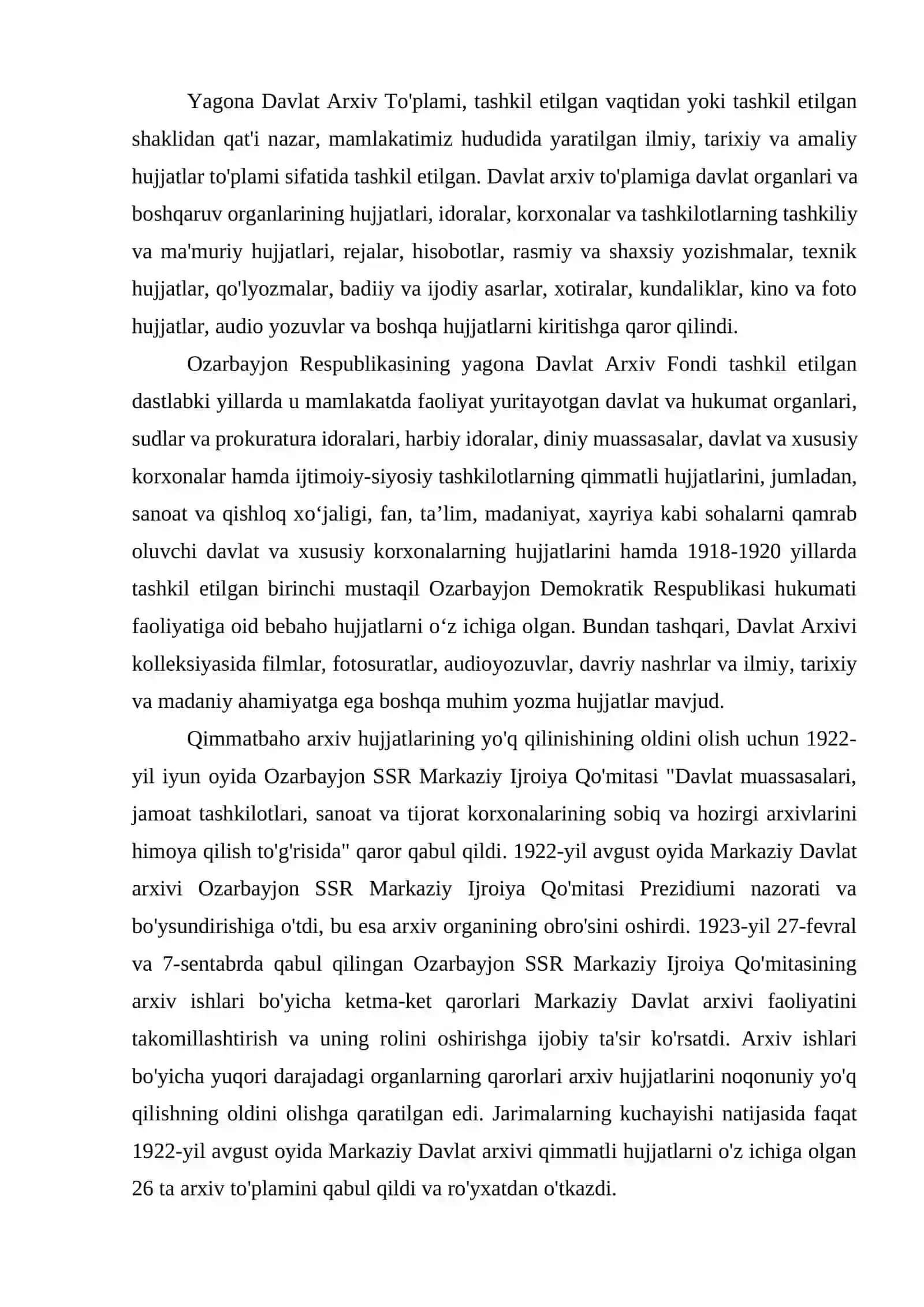 Ozarbayjon Arxiv ishi tarixi 4