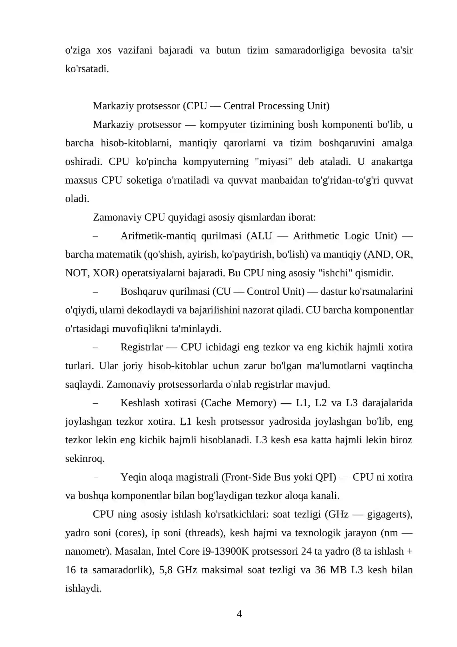 Kompyuter tizimining umumiy tarkibini tashkillashtirish 4
