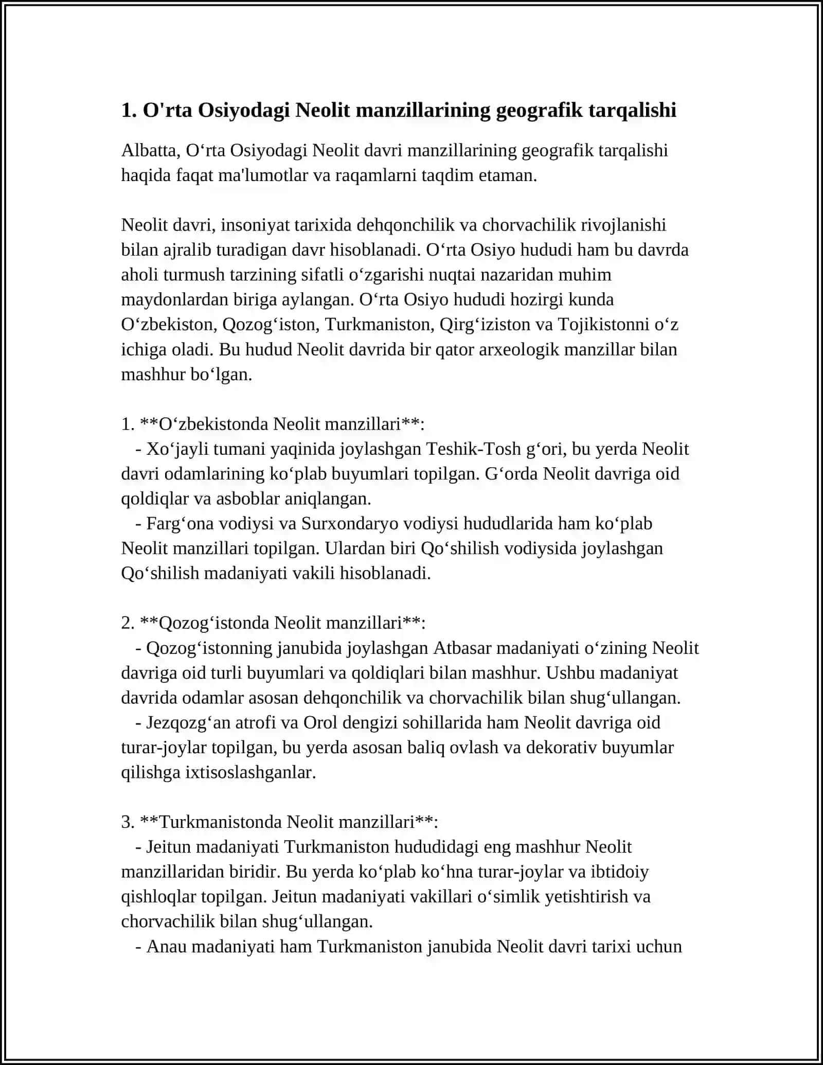 O'RTA OSIYODAGI NEOLIT DAVRI IBTIDOIY MANZILGOHLARI 4