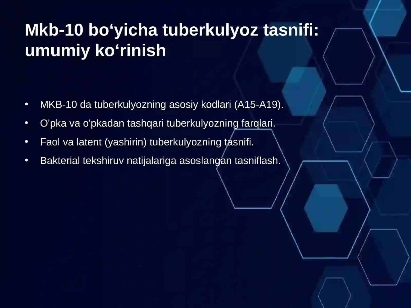 Tuberkulyozning MKB-10 bo‘yicha tasnifi 4