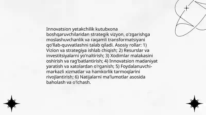 Kutubxona mutaxassislarining innovatsion kuchini boshqarish 4