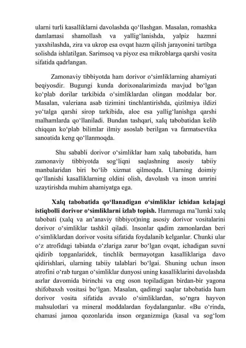 Dorivor o'simliklarning inson hayotidagi roli 4
