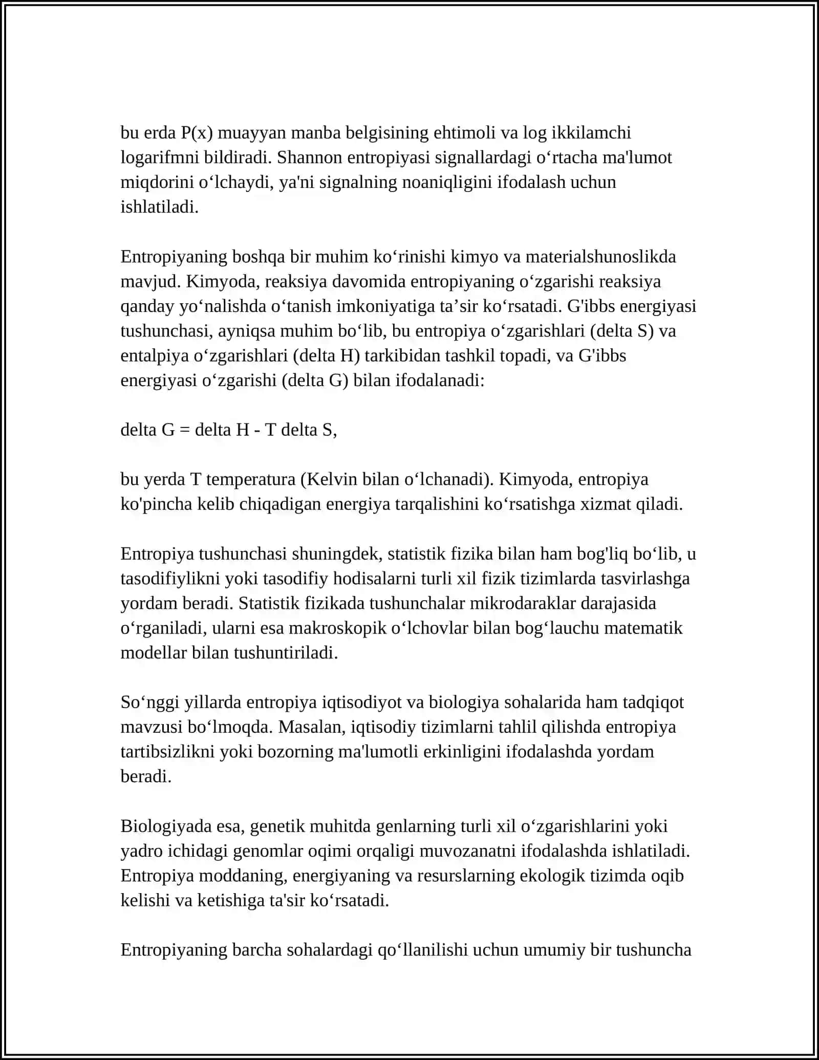 ENTROPIYA TUSHUNCHASI. ENTROPIYA XOSSALARI 4