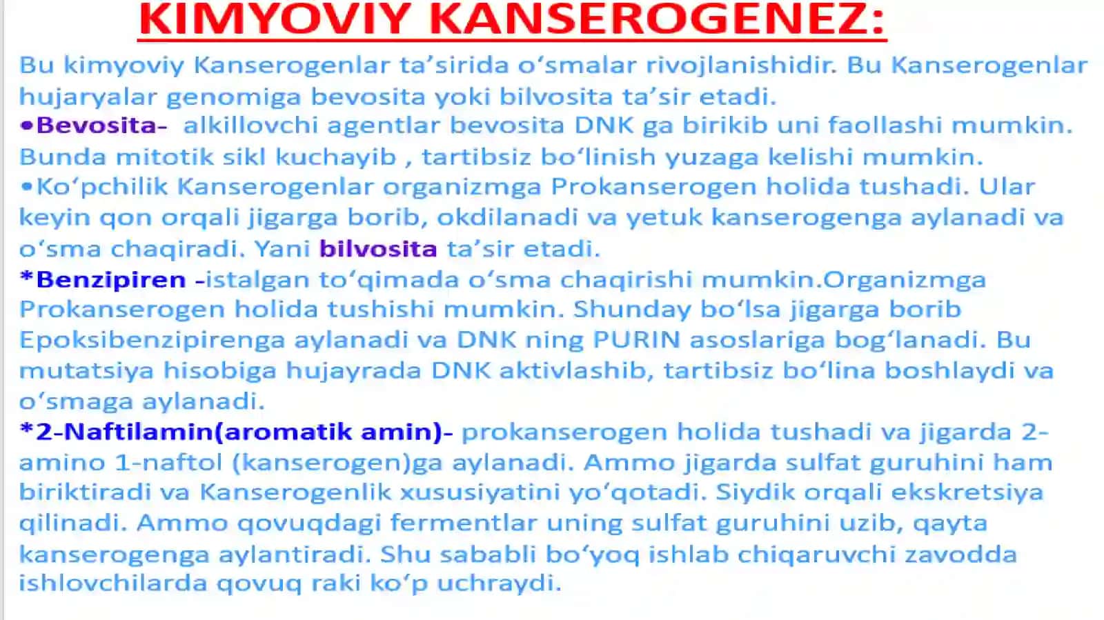 Kanserogen agentlar va ularning hujayralar bilan o‘zaro ta’siri. O‘sma immuniteti 4