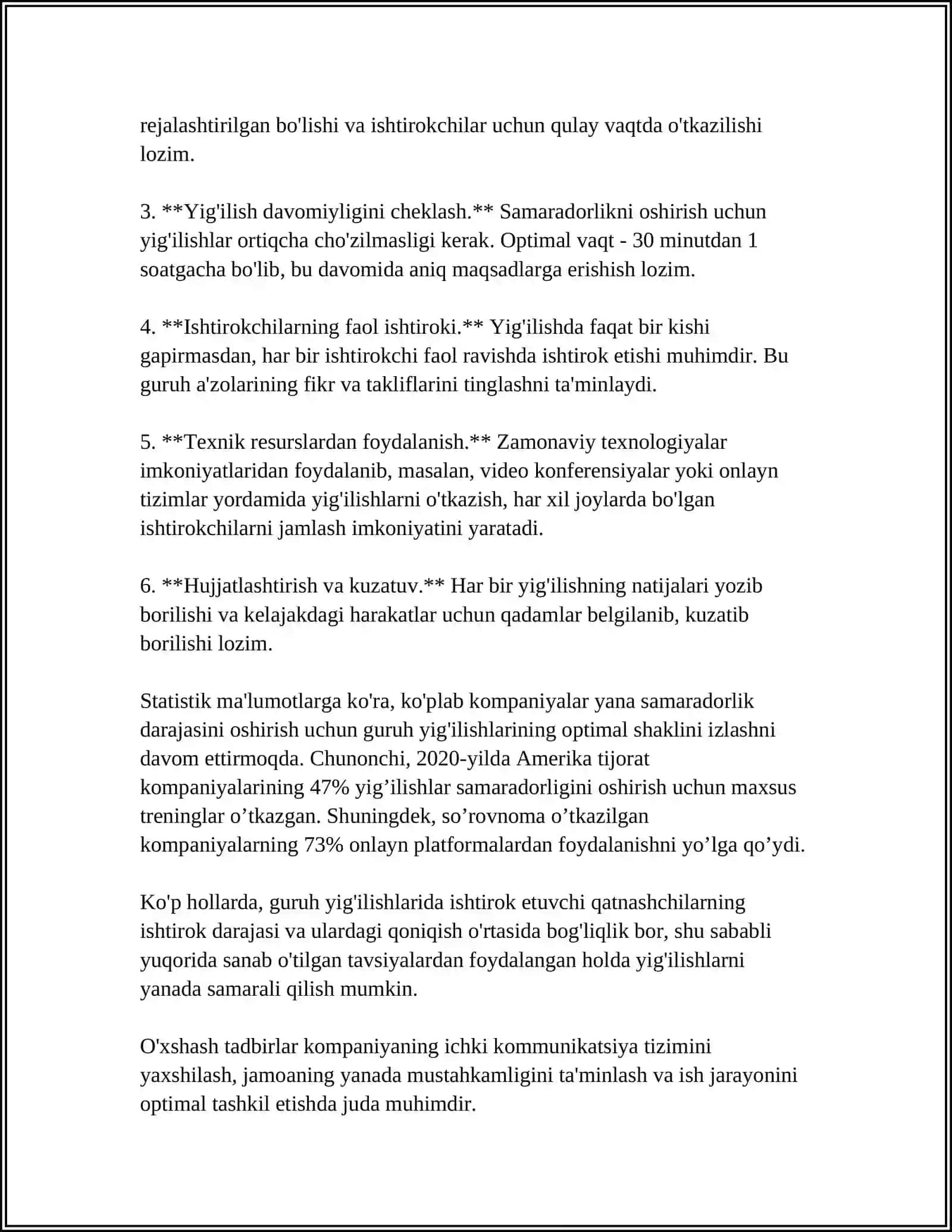 QISQA MUDDATLI GURUHLARNING NAMUNAVIY KUN TARTIBI 4