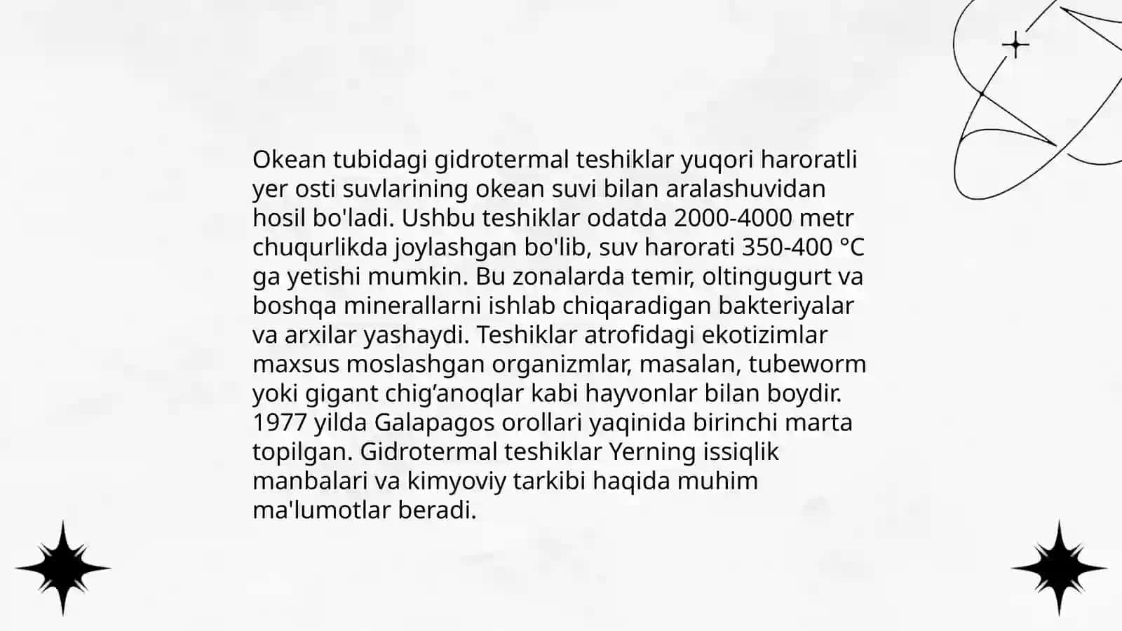 Okean tubidagi gidrotermal manbalar 4