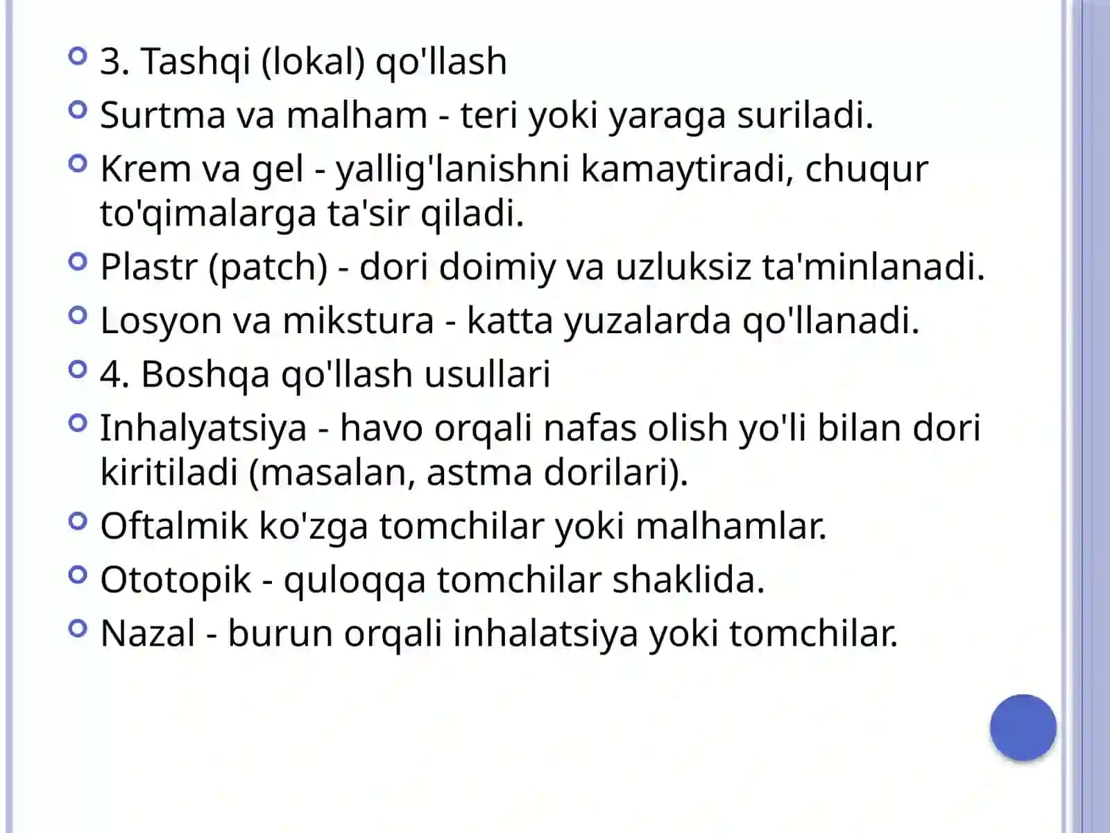 Dorivositalarni qo’llash usullari 4