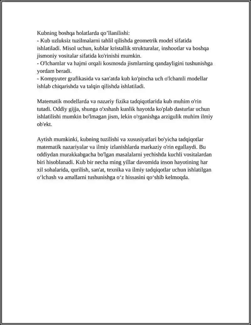 KUB VA UNING YOYILMALAR, ELEMENTLAR 4