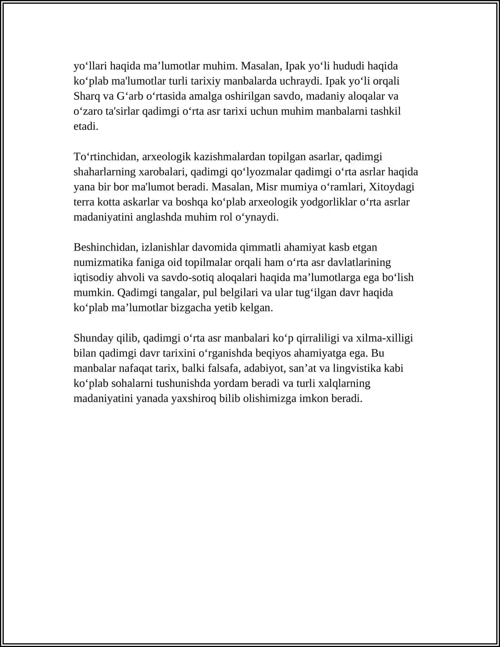ILK OʻRTA ASRLAR TARIXI MANBALARI 4
