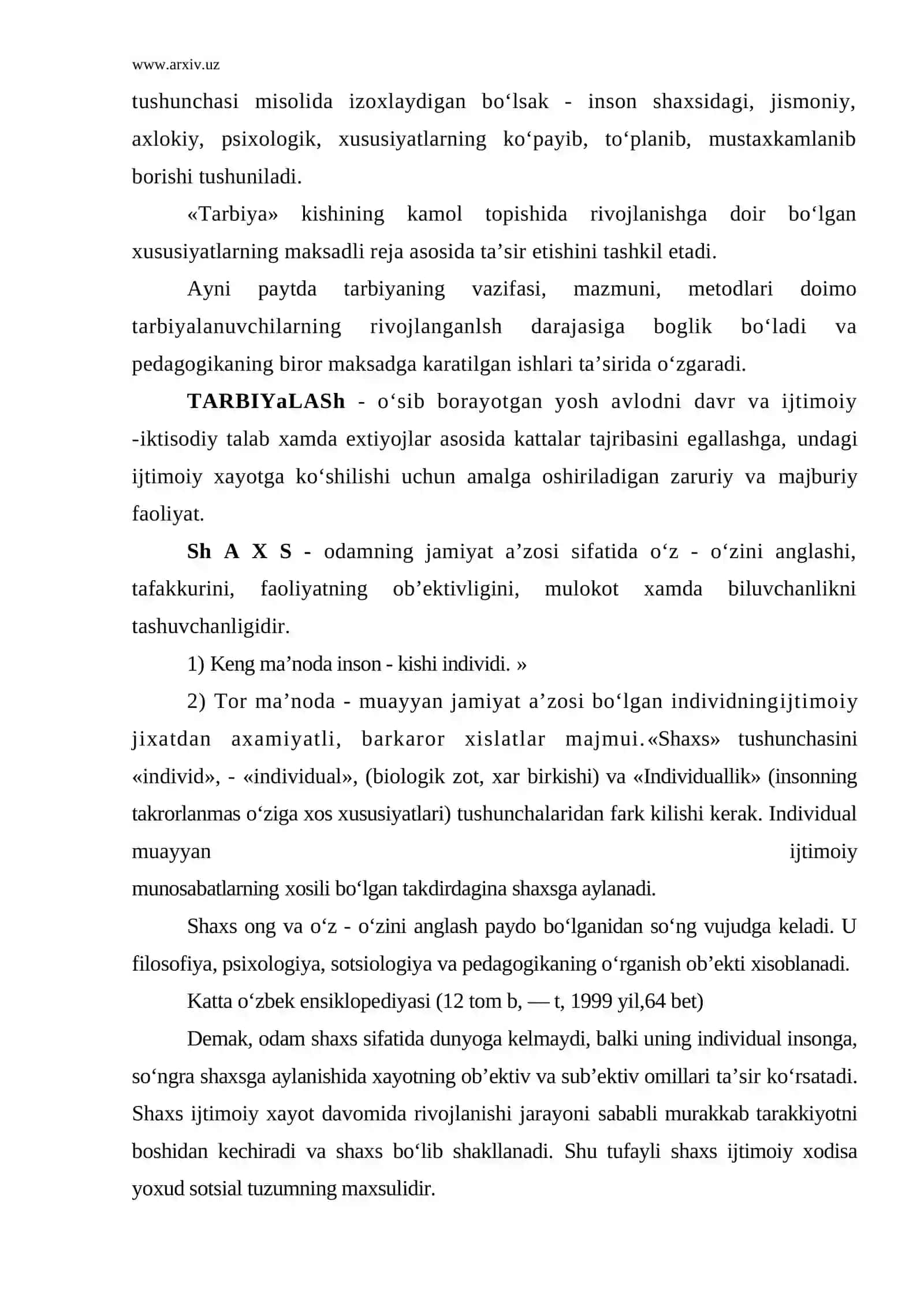 Shaxsning shakllanishi, rivojlanishi va tarbiya 4