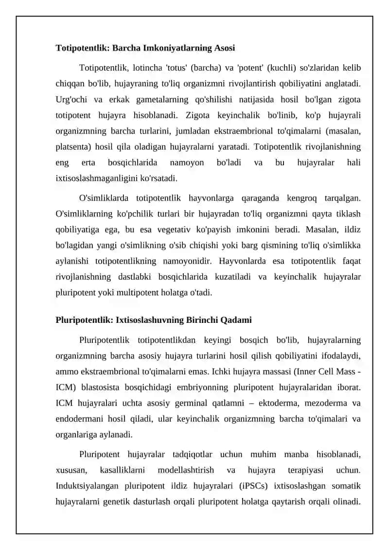 Totipotentlik va determinatsiya 4