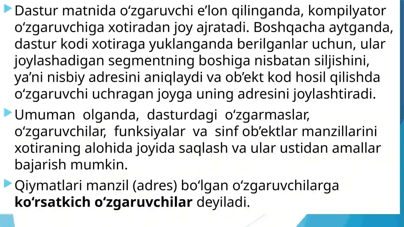 Ko'rsatkichlar va Xavotlar 4