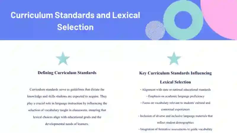 Criteria of selecting Lexical Material 4