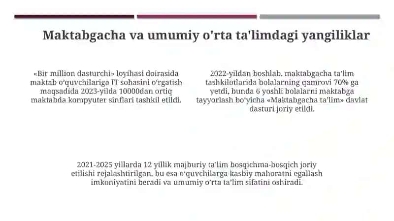 Ta'lim sohasidagi islohotlarning asosiy yo'nalishlari 4