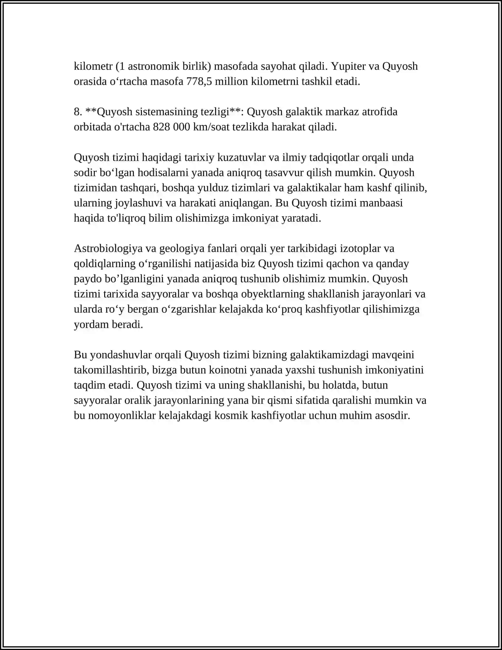 OLAM VA QUYOSH TIZIMI.PLANETALAR 4
