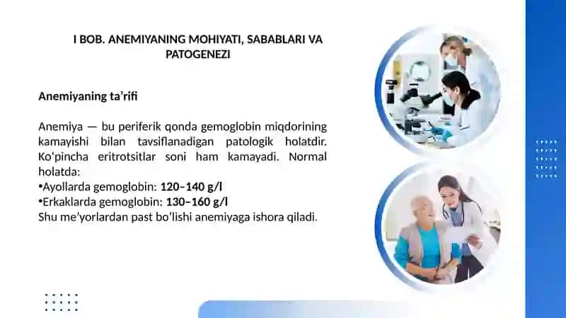 Norboyeva Madinaning Odam va hayvon fiziologiyasi fanidan "Animiya va uning turlari" 4