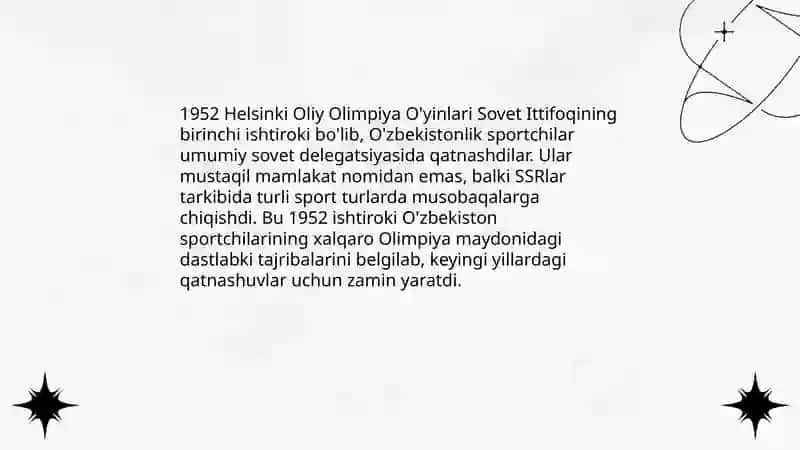 O`zbekiston sportchilarining 1952-1992 yillardagi Olimpiya o‘yinlarida ishtiroki 4