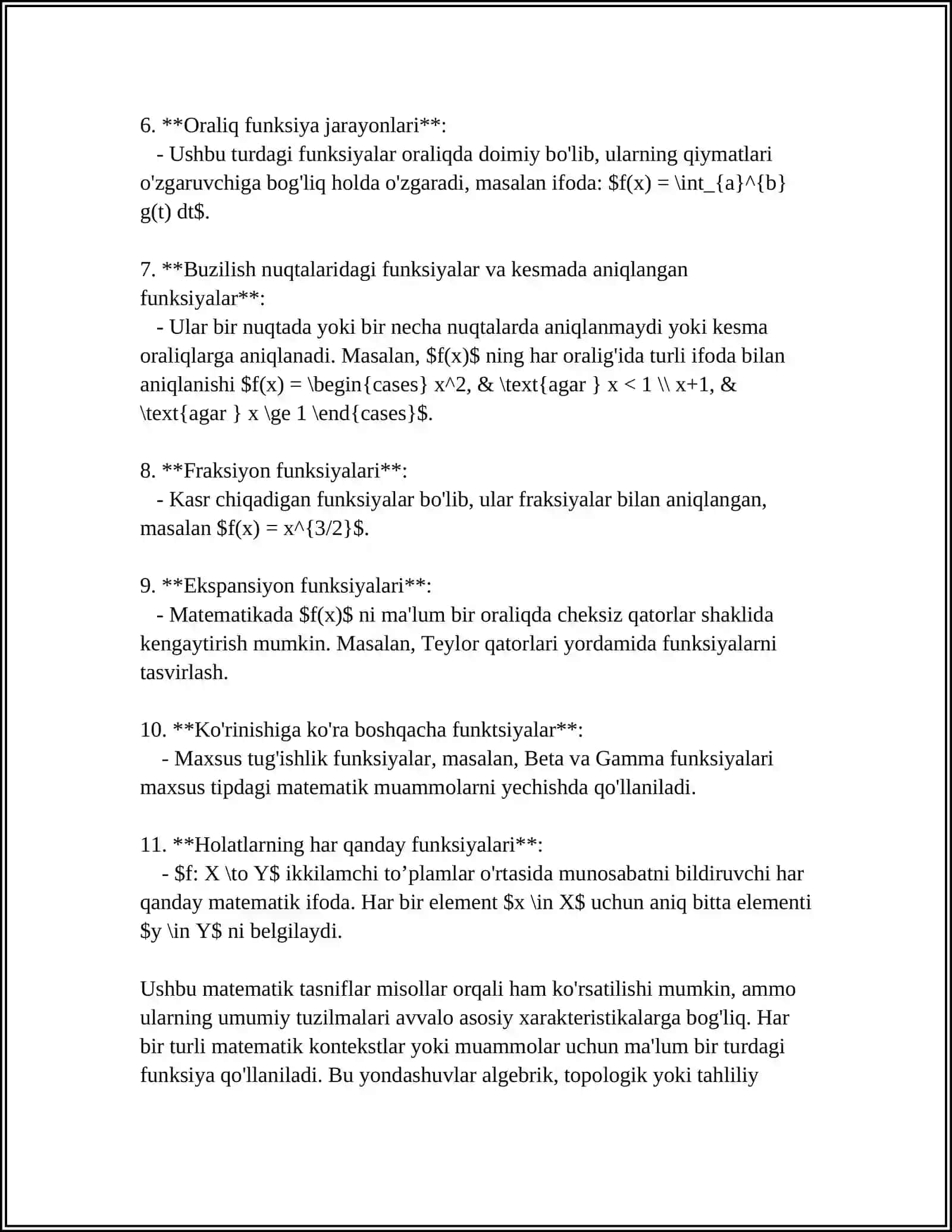 FUNKSIYANING BERILISH USULLARI REFERAT 4