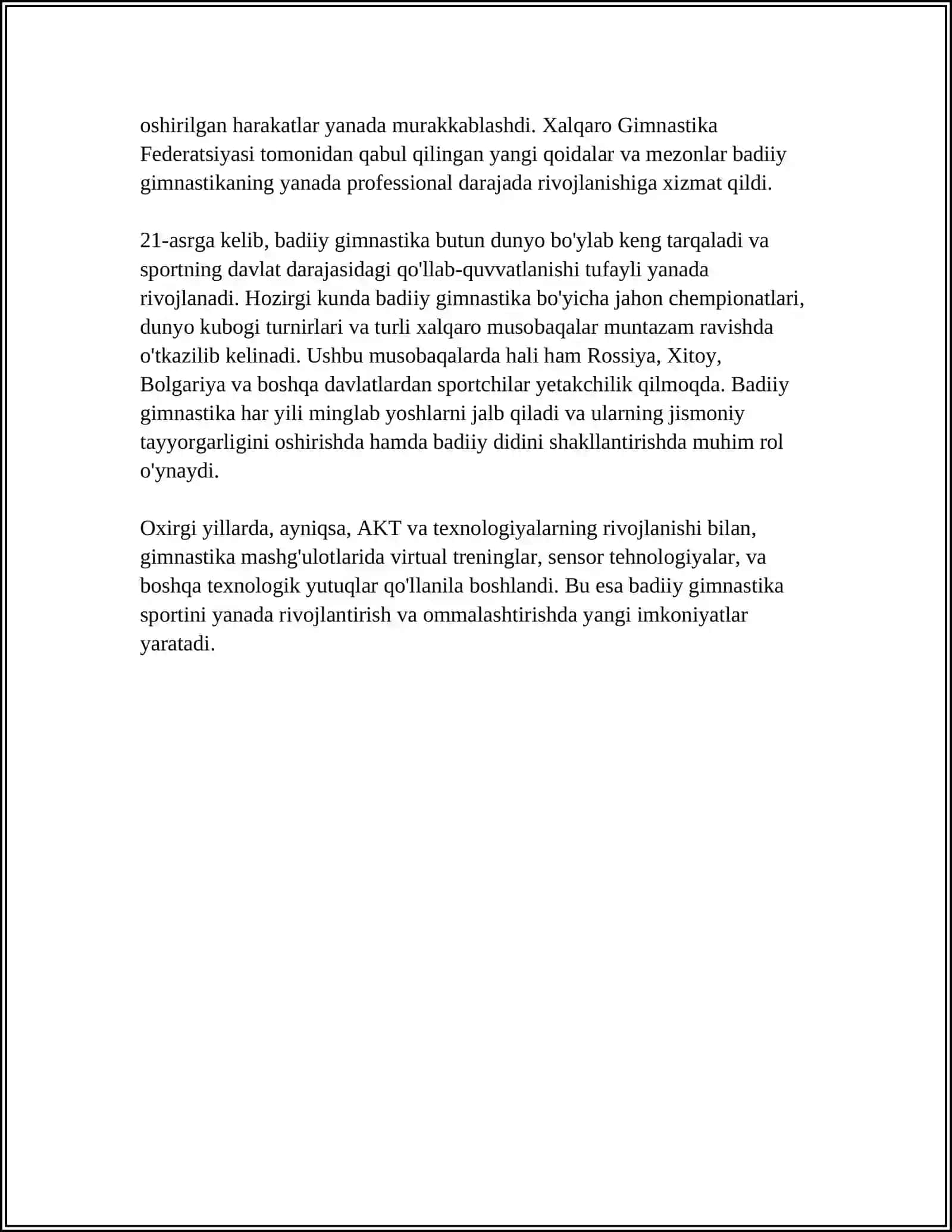 Badiiy Gimnastika Referat 4