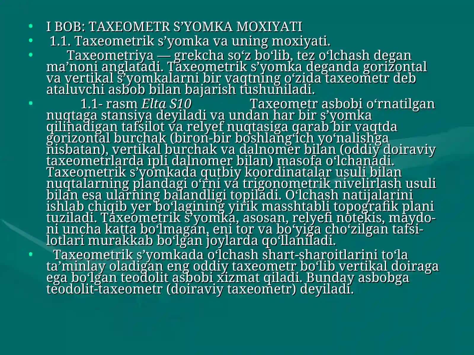 Taxeometrik s’yomka 4