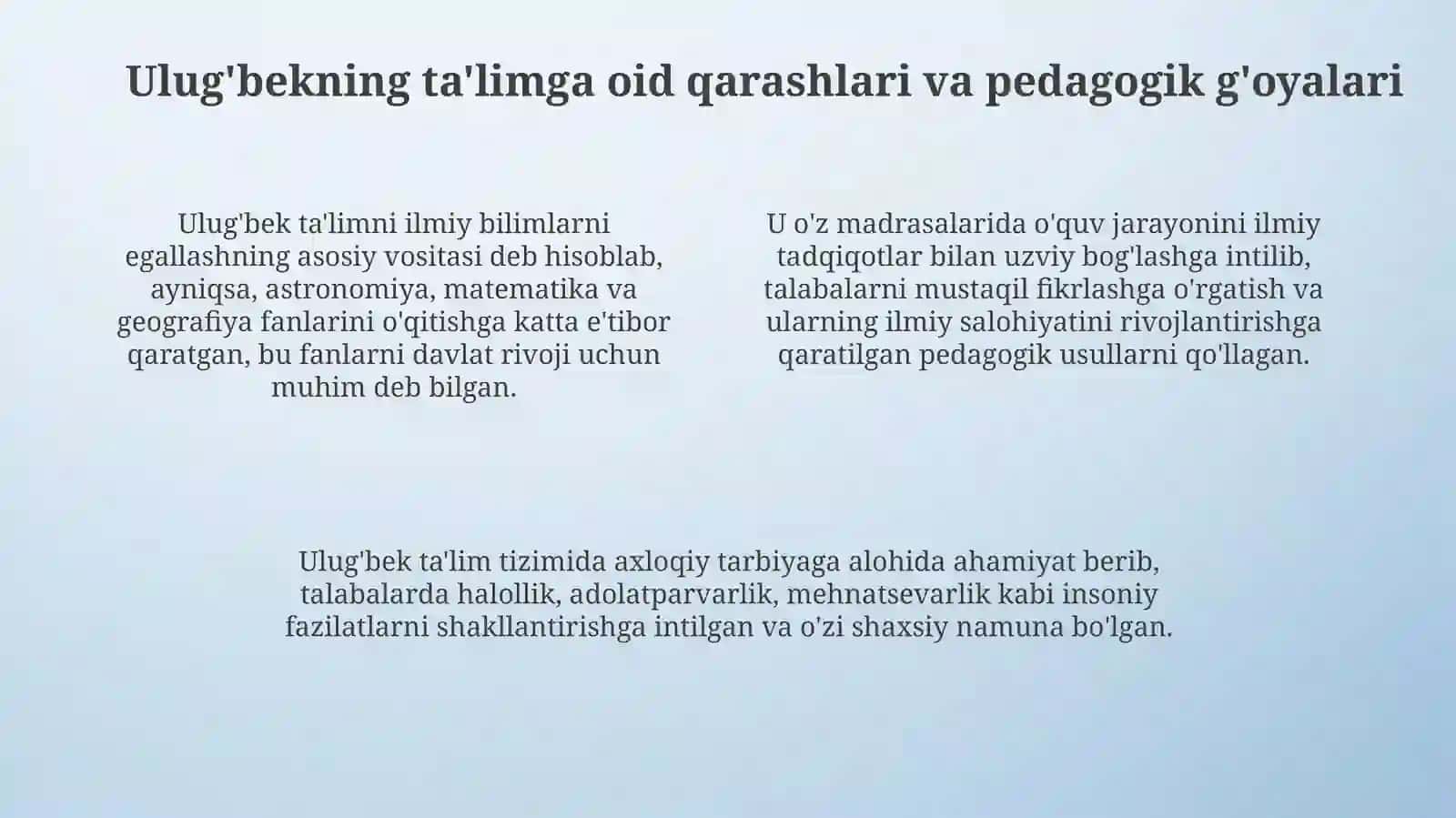 Ulug'bekning pedagogik g'oyalari 4