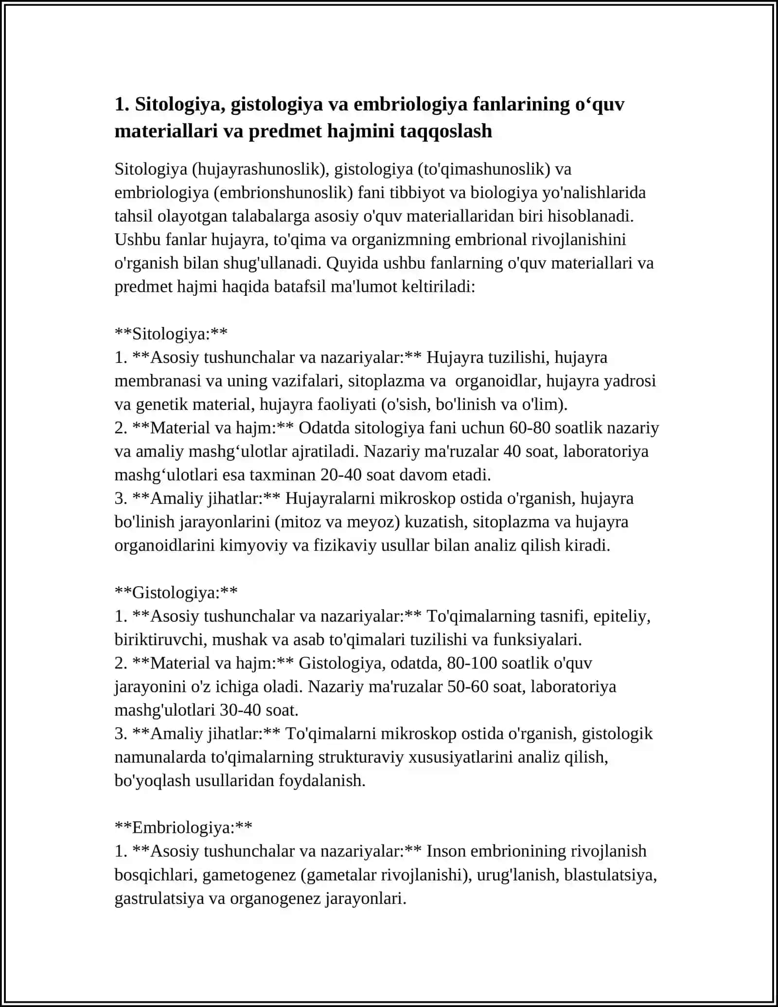 OʻQUV ILMIY ADABIYOTLAR ASOSIDA SITOLOGIYA GISTOLOGIYA EMBRIOLOGIYA FANI PREDMETI METODLARI VA USLUBIYATIGA QIYOSIY TAVSIF BERISH 4