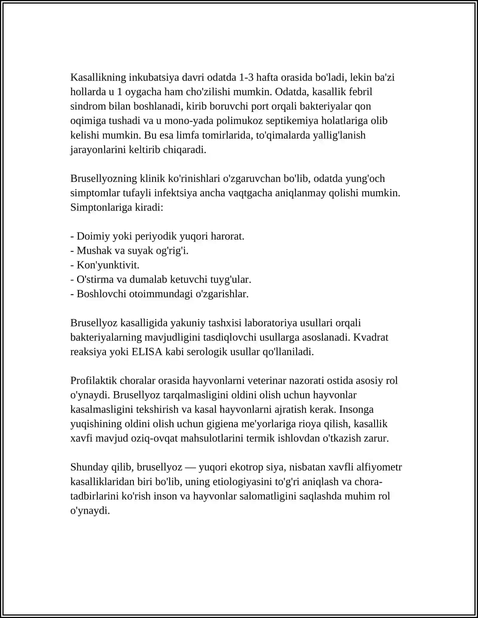 BRUSELLYOZ KASALLIGI HAQIDA 4